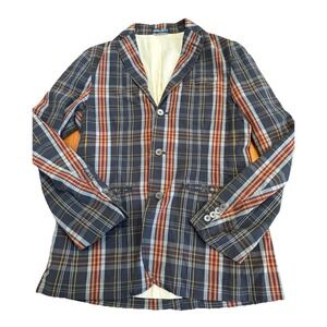 Ralph Lauren Madras Plaid Blazer Jacket Plaid Distressed VTG Medium‎ Men